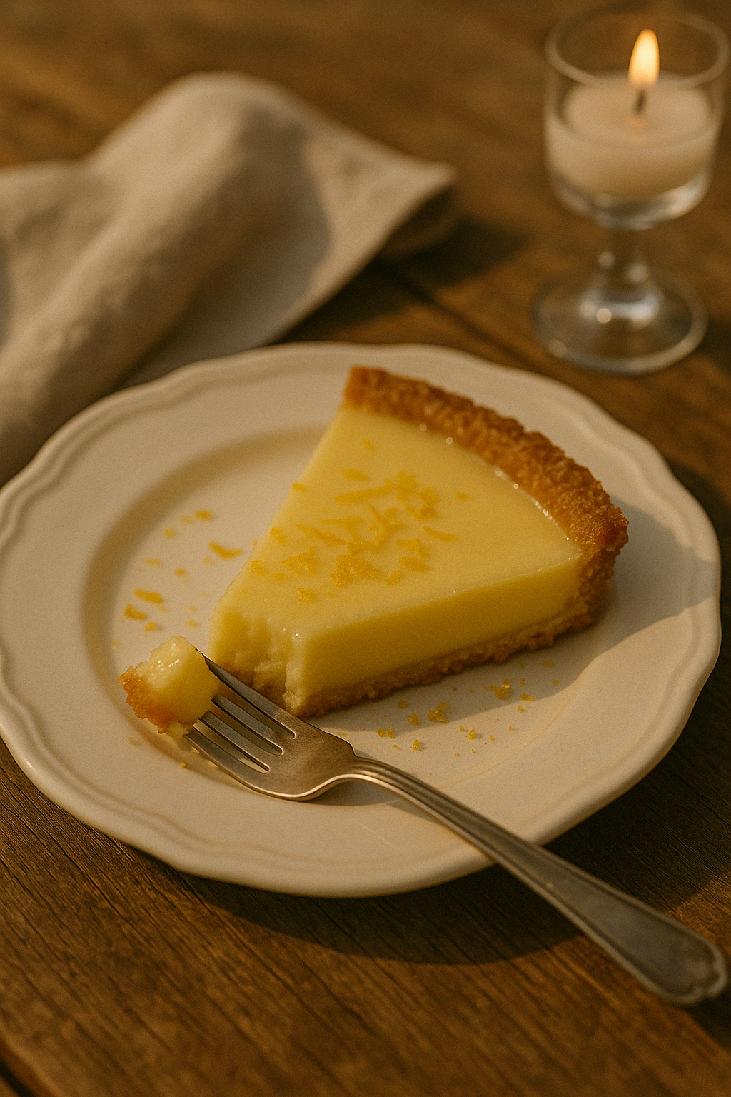 A golden tart of silken Meyer lemon curd in a tender rosewater-kissed crust — delicate, bright, and perfect for spring. From The Gilded Table: May Edition.