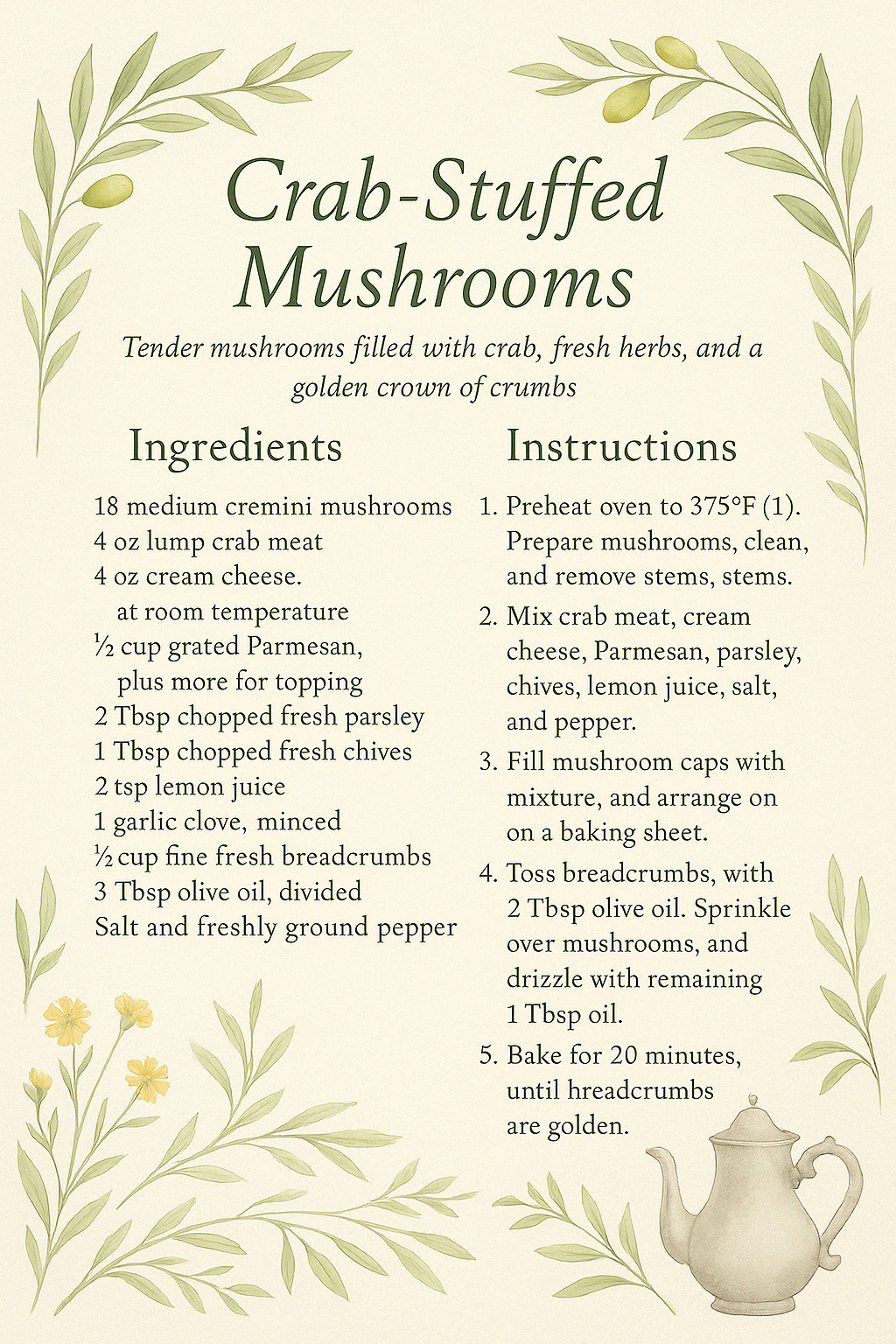 The Olive Affair recipe card preview