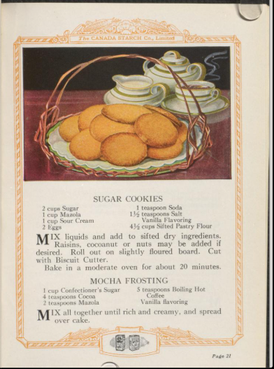 Vintage 1933 sugar cookie recipe from the Edwardsburg Recipe Book, a nostalgic Canadian classic.