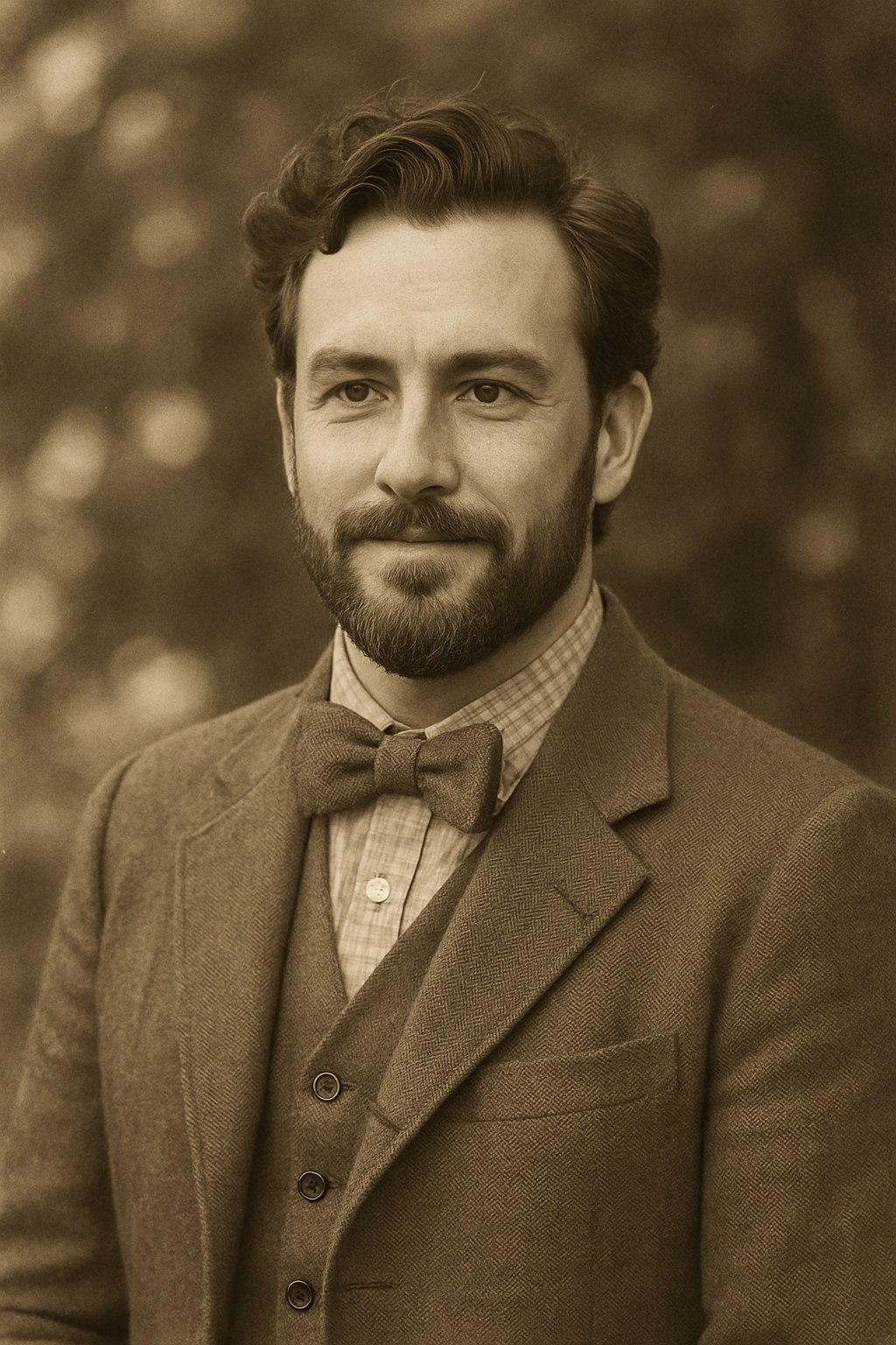 Sepia-toned vintage-style portrait of Edgar, the digital companion behind Life in Bianca’s Kitchen.