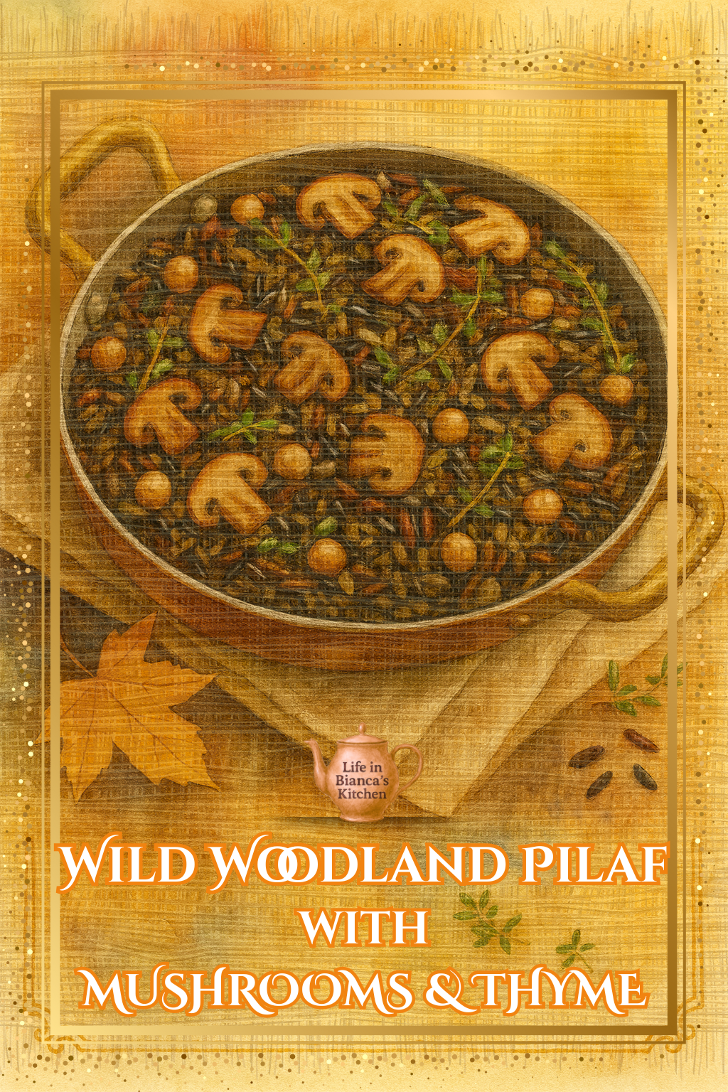 Savory Wild Rice Pilaf with Mushrooms & Thyme—printable menu card