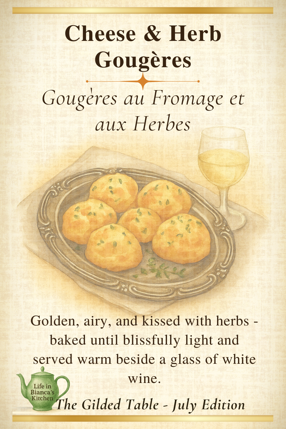 Printable Recipe Card for Cheese and Herb Gougères