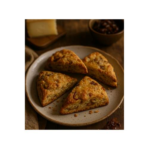 Buttery, savory scones with nutty Gruyère and slow‑sweet onions — perfect for soup season.
