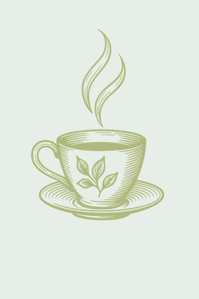 A delicate green teacup with rising steam — a symbol of warmth, reflection, and quiet moments from Life in Bianca’s Kitchen.