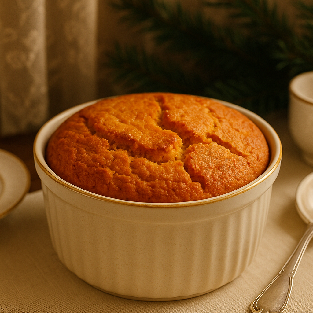 Light and fluffy Lion House carrot soufflé baked until softly set, warm holiday side dish