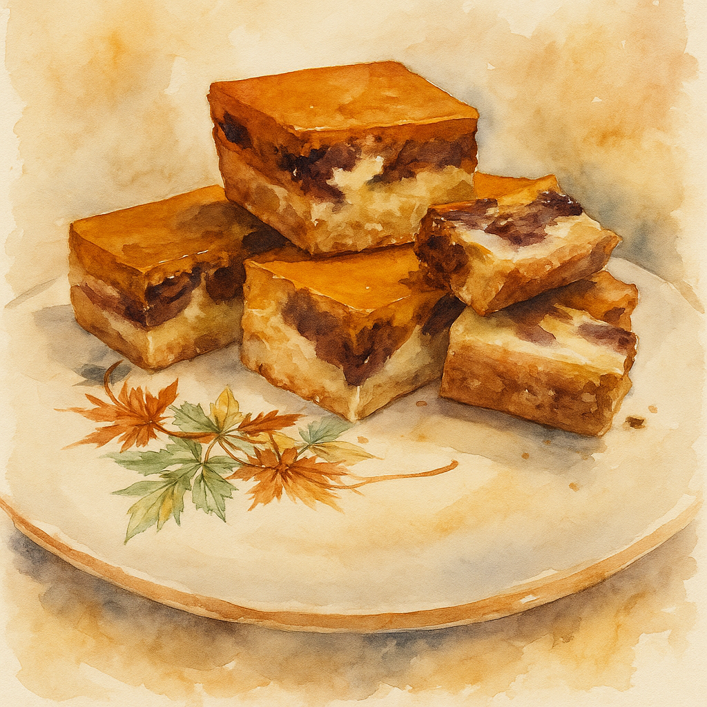 PUMPKIN CHEESECAKE CHOCOLATE CHIP BARS illustrated menu card