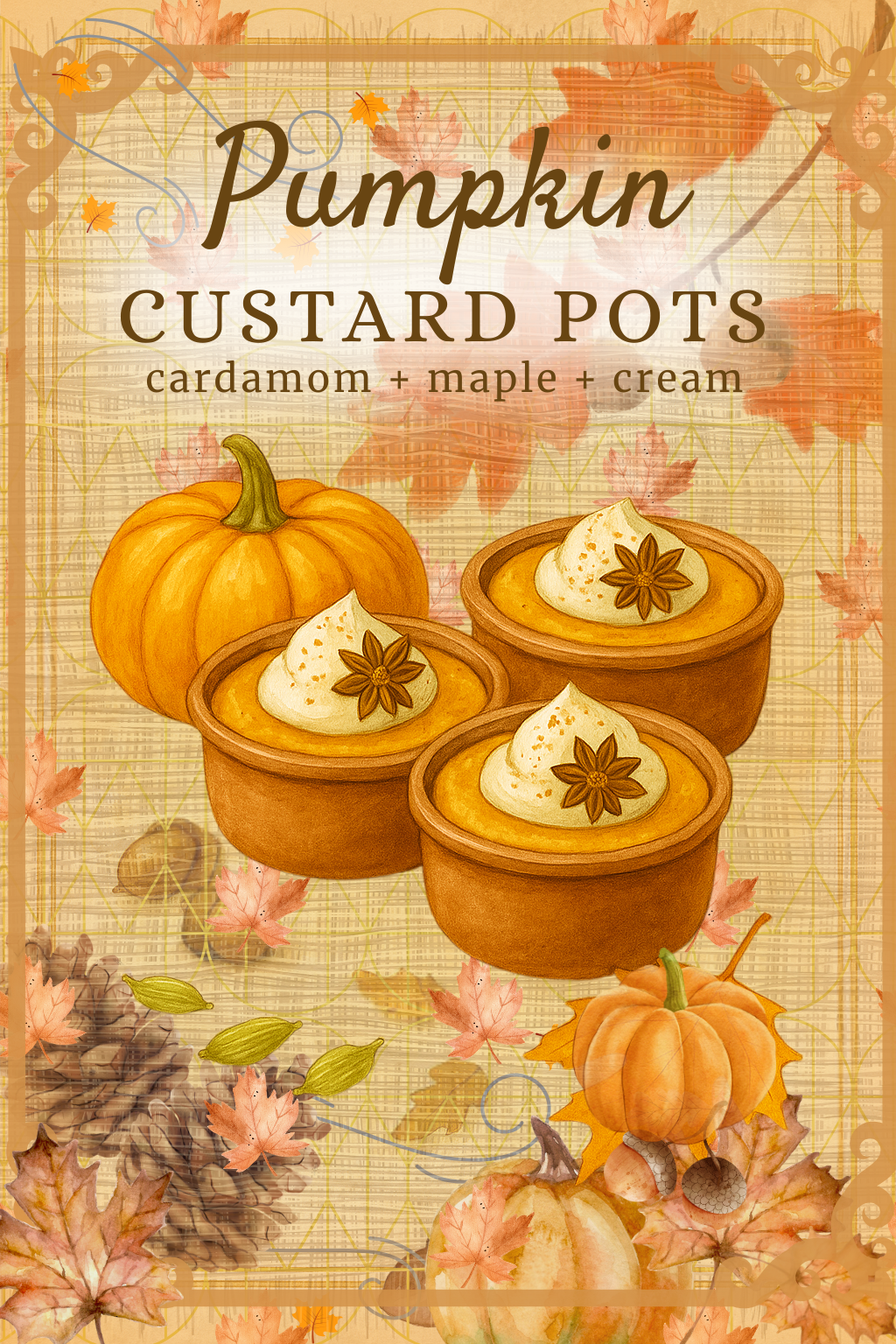 Pumpkin Custard Pots—printable menu card