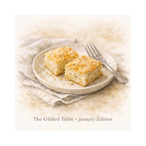 Baked horseradish squares cut into savory bites, golden on top and styled as a cozy winter appetizer