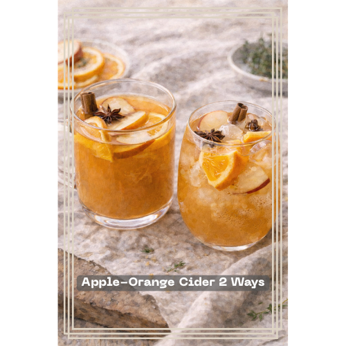 Apple–Orange Cider — illustrated menu card for The Gilded Table January Edition