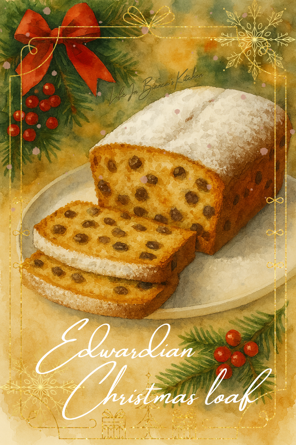 Edwardian Christmas Loaf — illustrated menu card for The Gilded Table December Edition