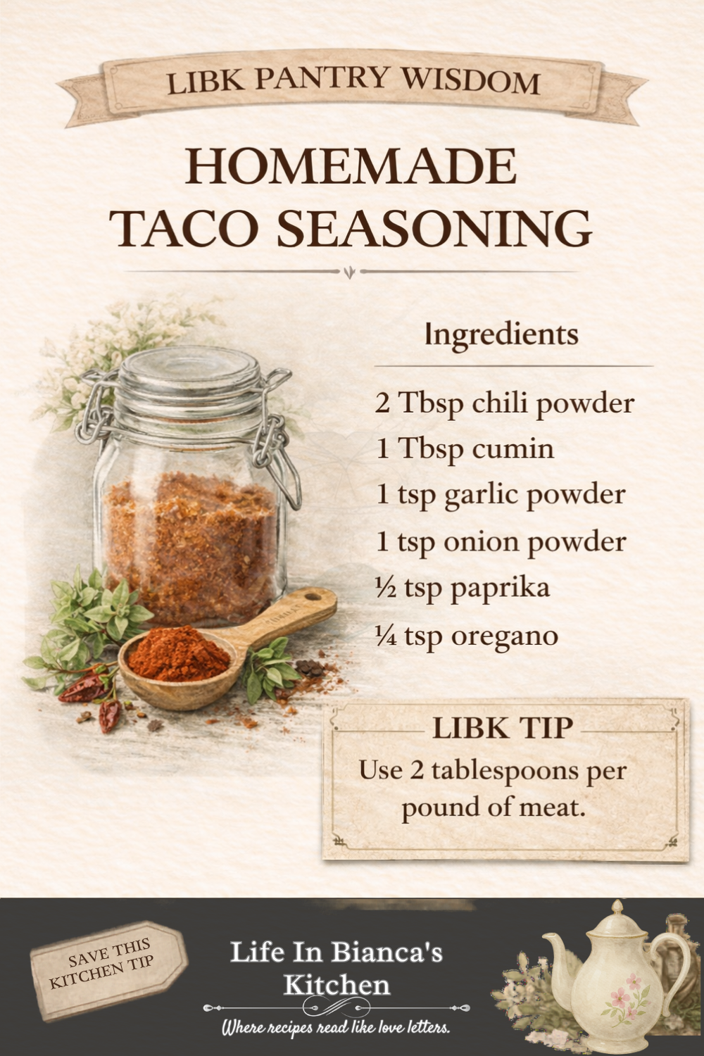 Pantry Wisdome Homemade Taco Seasoning