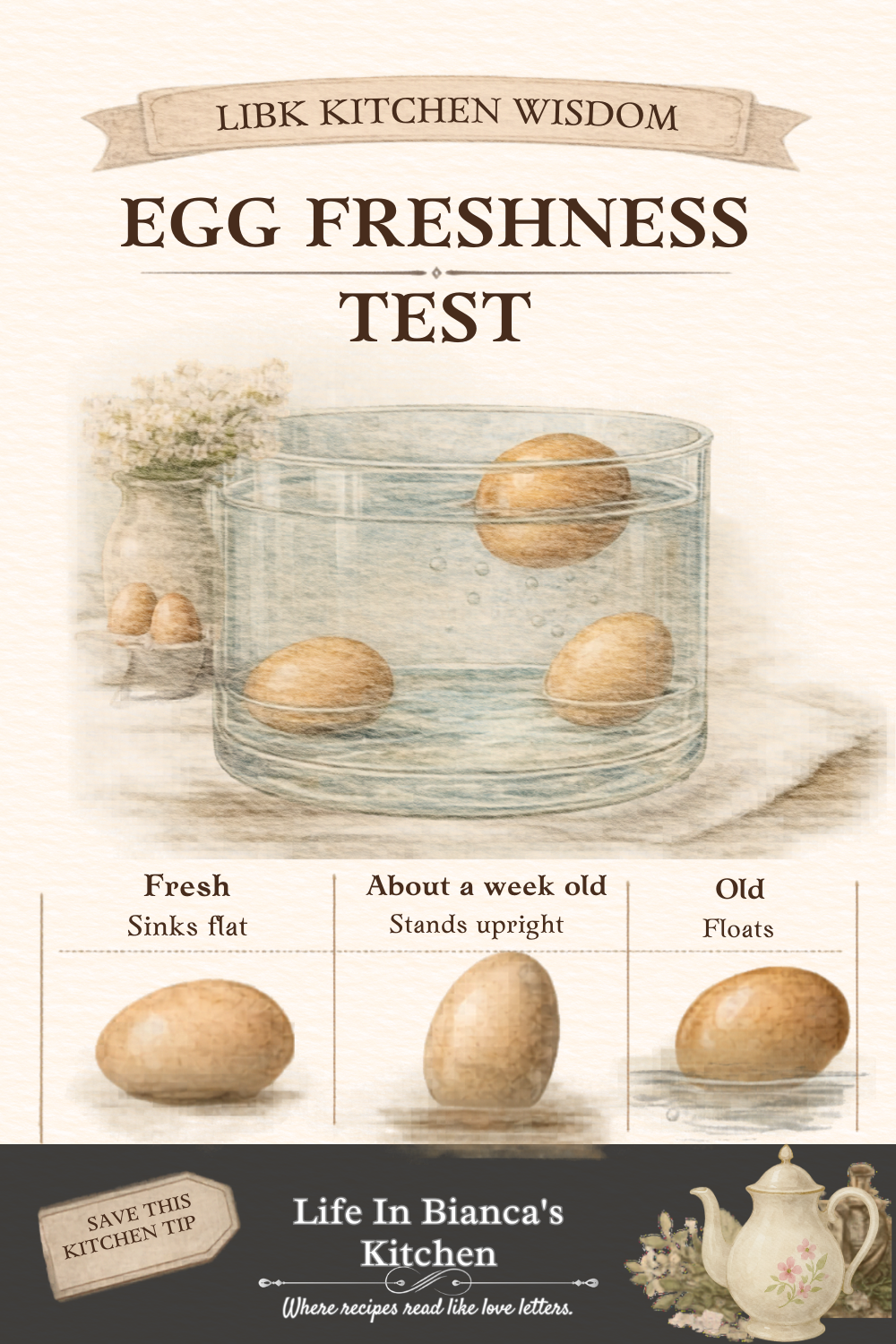Egg Freshness Test Kitchen Wisdom Card
